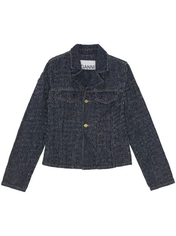 GANNI Fluffy Denim Fitted Blazer | Blue | FARFETCH