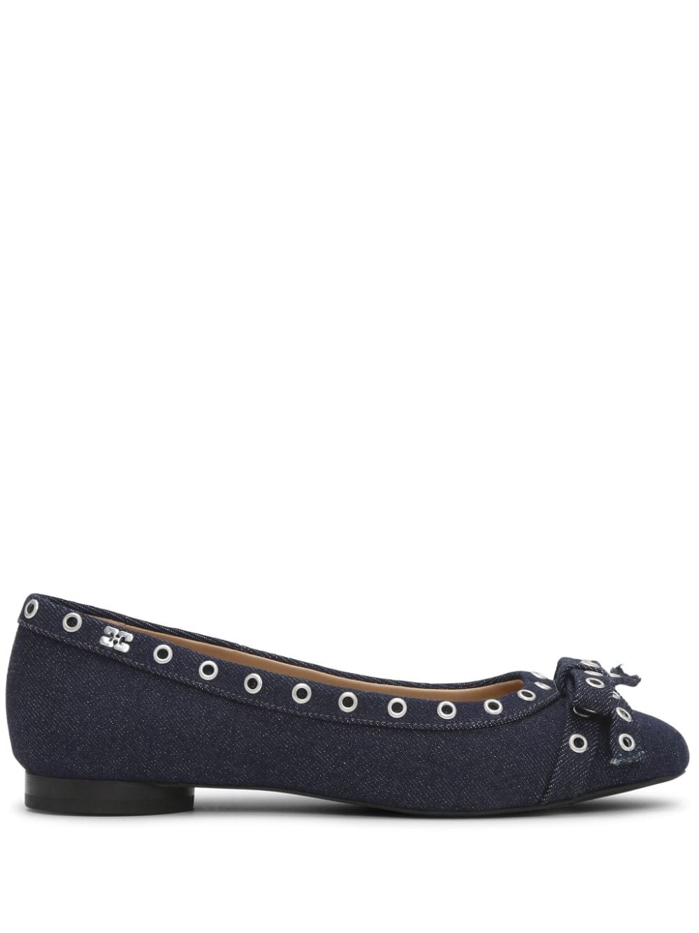 GANNI eyelet detailing denim ballerina shoes Blue