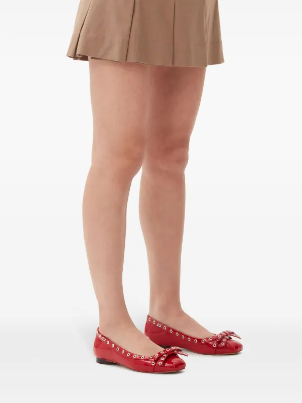 GANNI Eyelet Detailing Ballerina Shoes | Red | FARFETCH