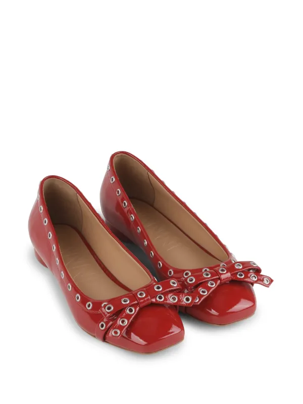【関税＆送料込み】Ganni Eyelets Jewel Ballerinas Eyelets Jewel faux leather ballet flats in black - Ganni