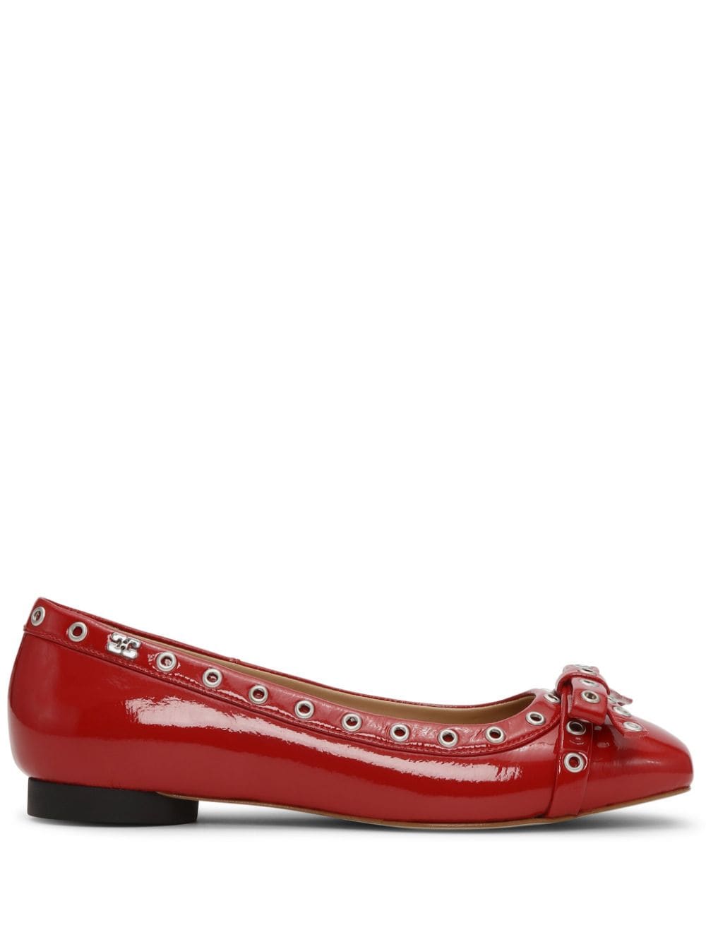 Shop Ganni Eyelet Detailing Ballerina Shoes In Red