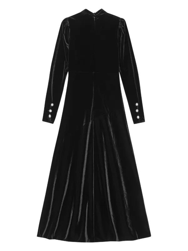 GANNI キーホールネック ベルベット ドレス | ブラック GANNI キーホールネック ベルベット ドレス | ブラック