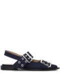 GANNI buckle-detail denim ballerina shoes - Blue