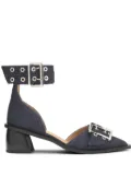 GANNI 50mm buckle-detail denim pumps - Blue