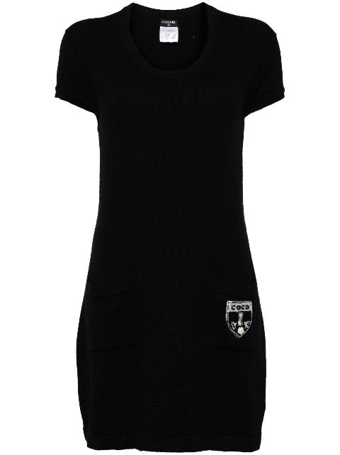 HOT SALE CHANEL 2007 logo-applique minidress Women