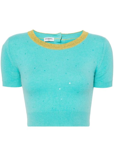 Cheap HOT SALE CHANEL 1990-2000 sequin-embellished cashmere top Women