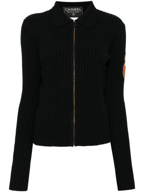 HOT SALE CHANEL 1996 CC crest cashmere cardigan Women