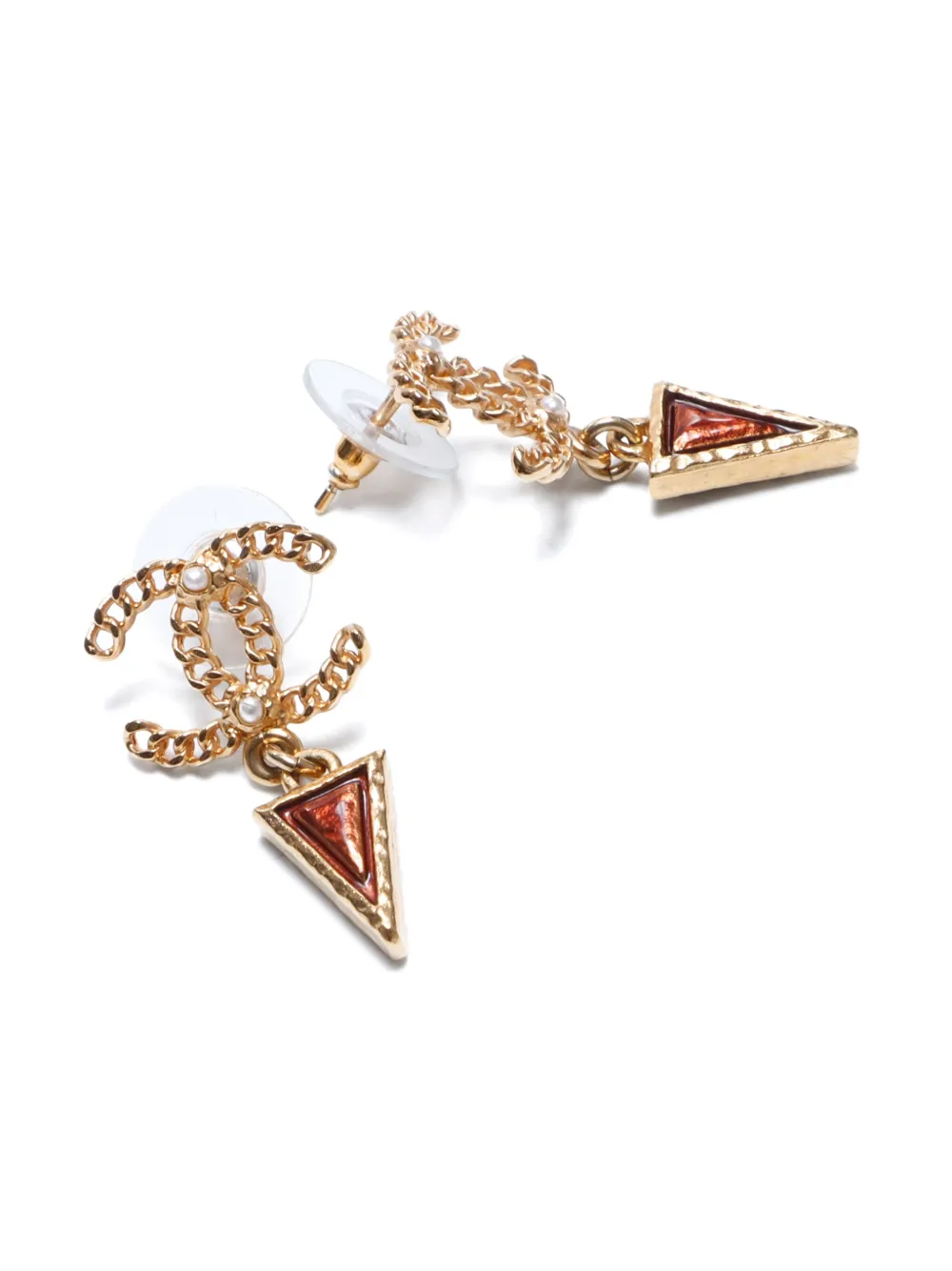 Pre-owned Chanel 2018 Cc Mark Earrings In Gold