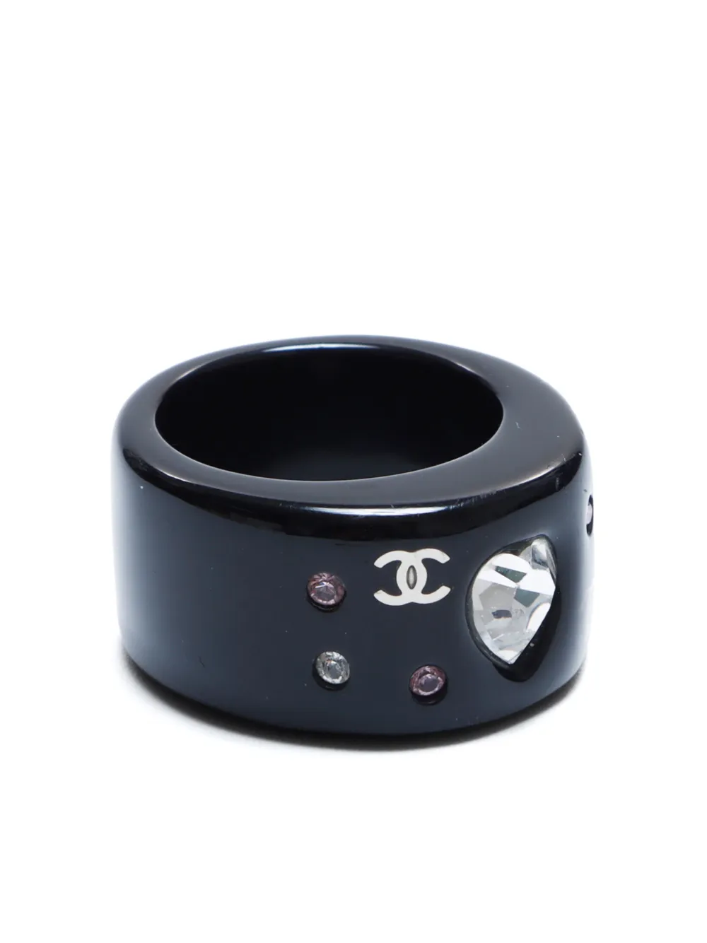 CHANEL Pre-Owned 2004 CC ring met stras - Zwart