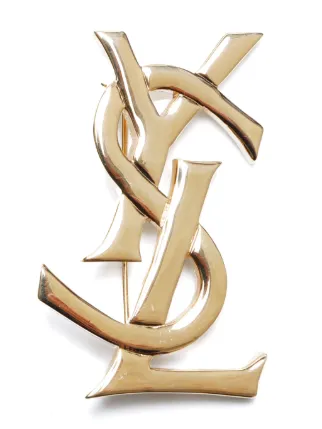 SAINT LAURENT ゴールドブローチ YSLロゴ Saint Laurent Pre-Owned YSL ロゴ ブローチ | ゴールドトーン