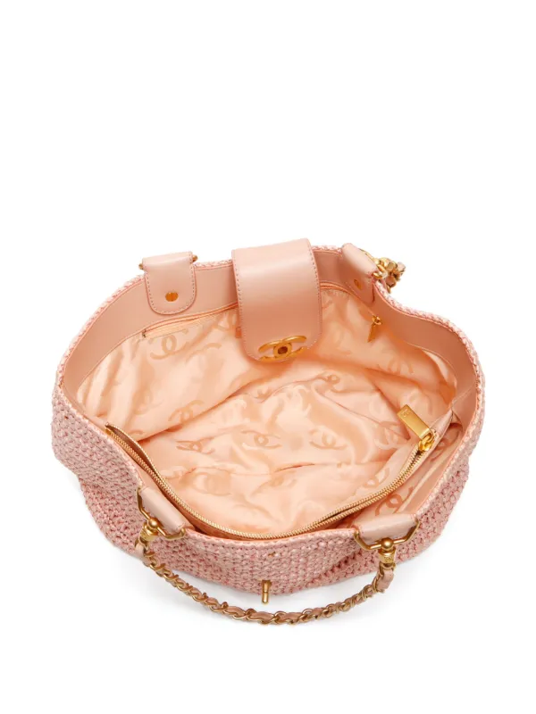 シャネル★ CHANEL Pre-Owned 2005 CC Straw Tote Bag | Pink | FARFETCH CA