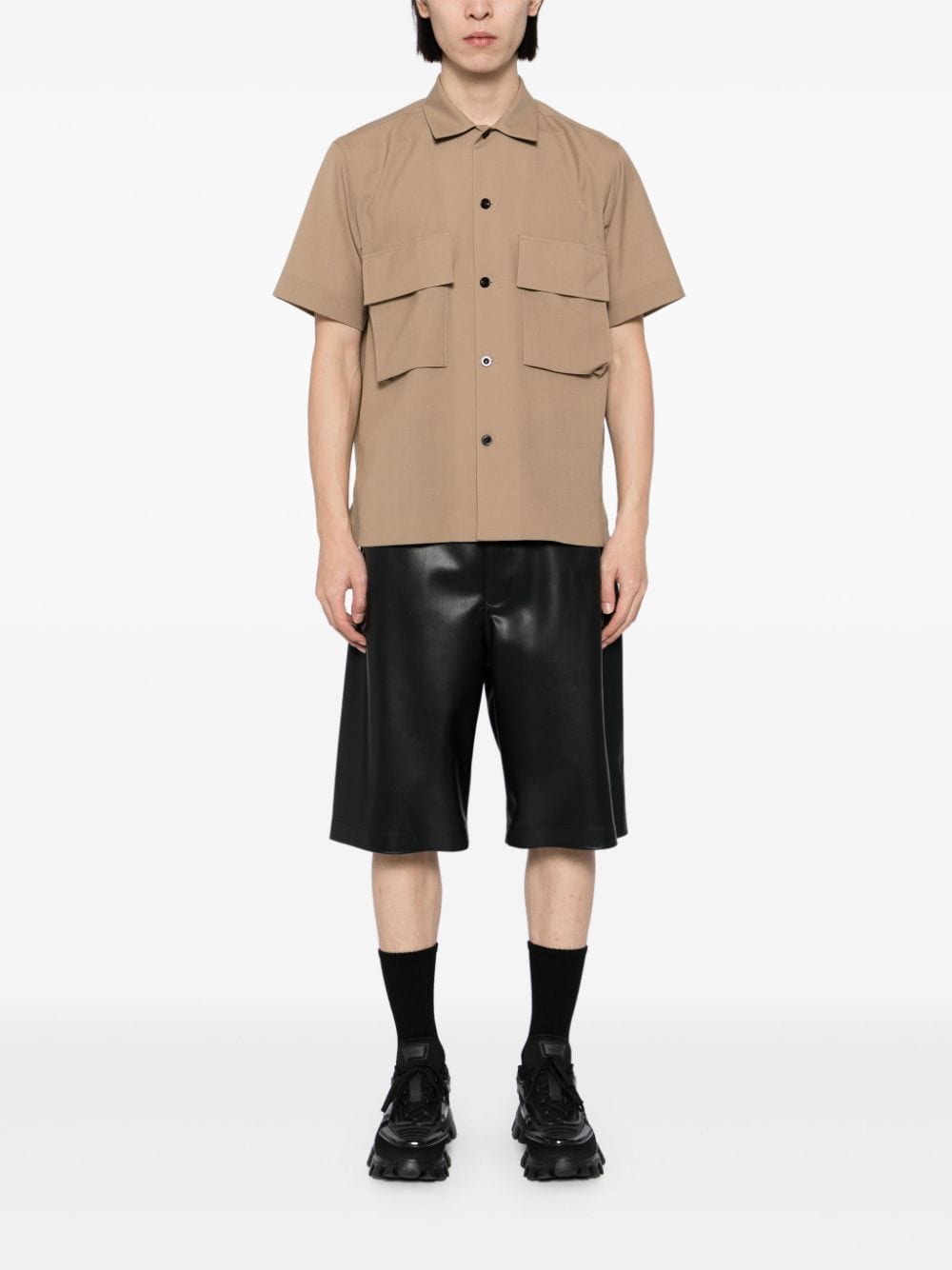 sacai Button-up overhemd - Bruin