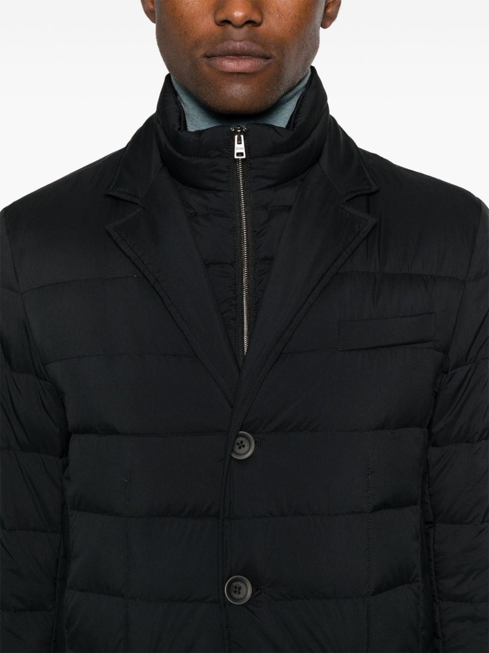 Shop Herno Layered Insulated Padded Coat In Black