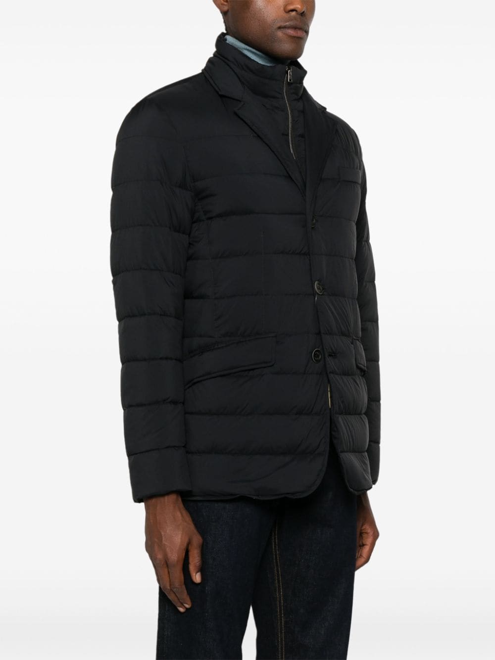 Shop Herno Layered Insulated Padded Coat In Black