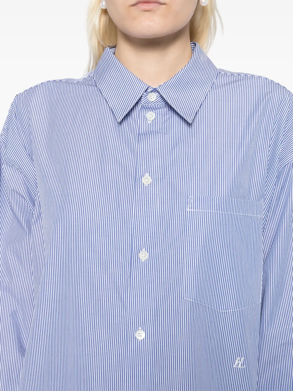 Helmut Lang Gestreept overhemd Blauw
