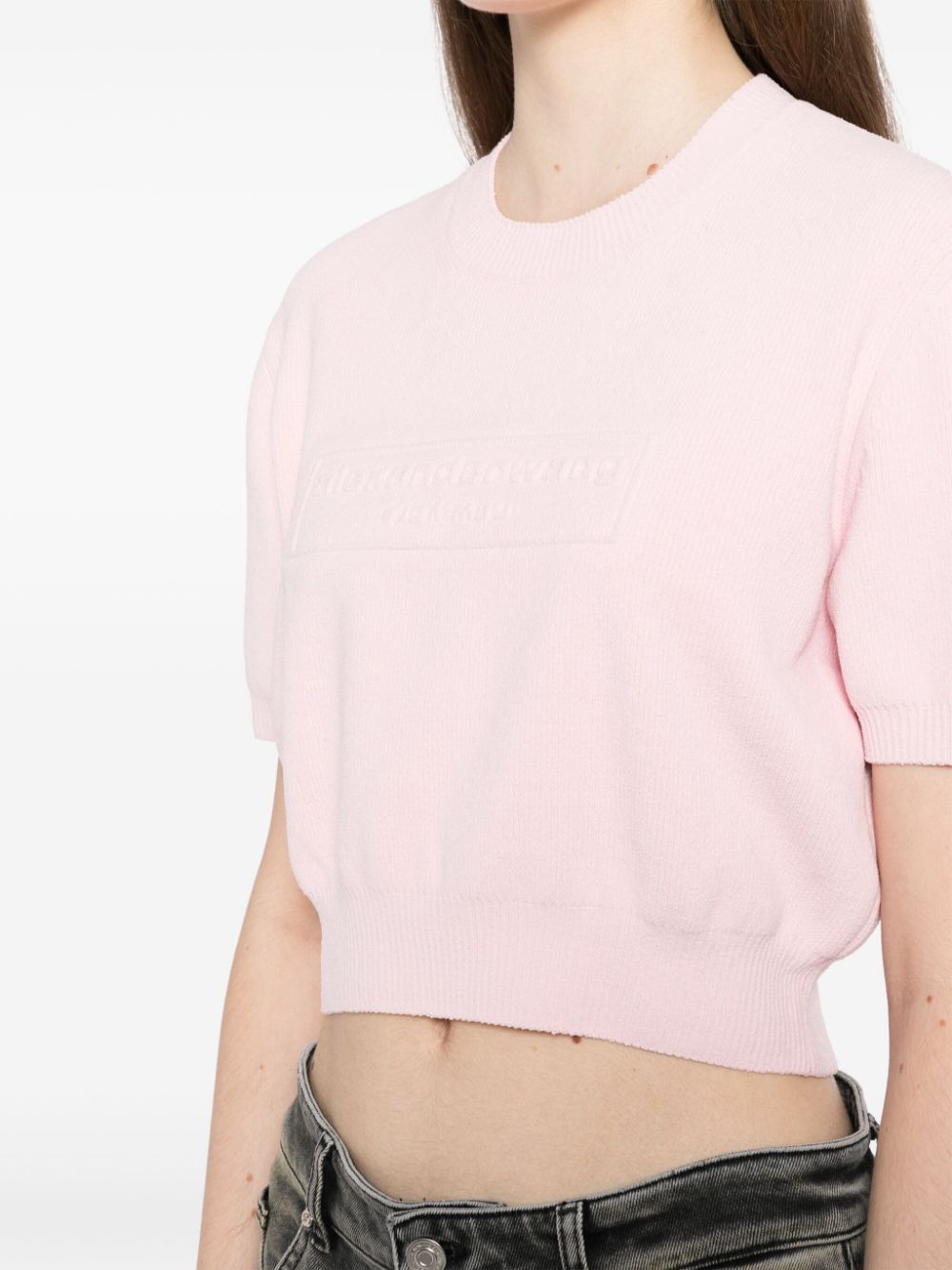 Affordable Alexander Wang logo embossed ribbed pullover Women