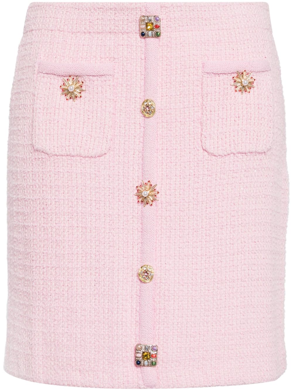 jewel-button knitted mini skirt