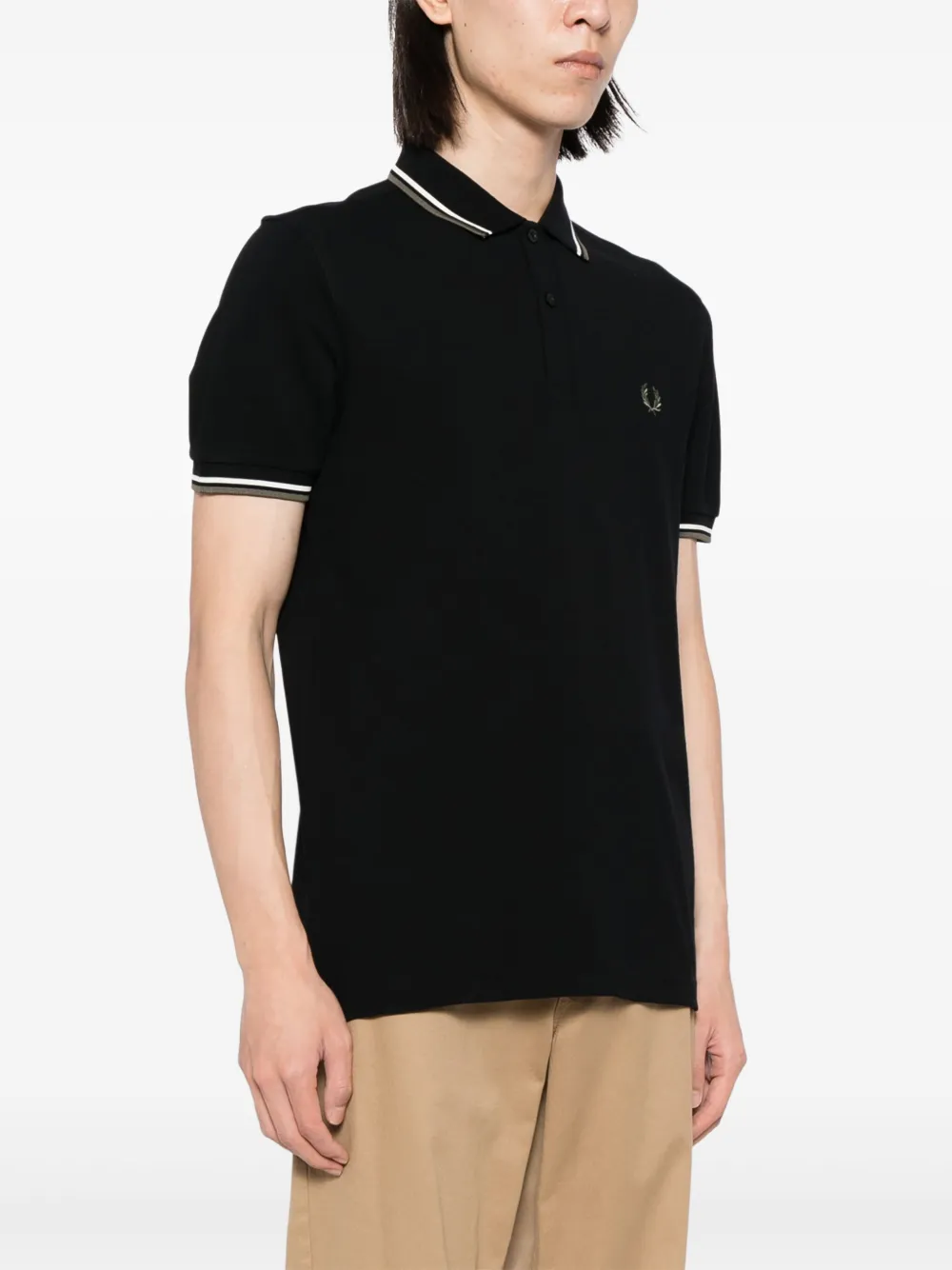 Fred Perry Poloshirt met gestreepte afwerking Zwart