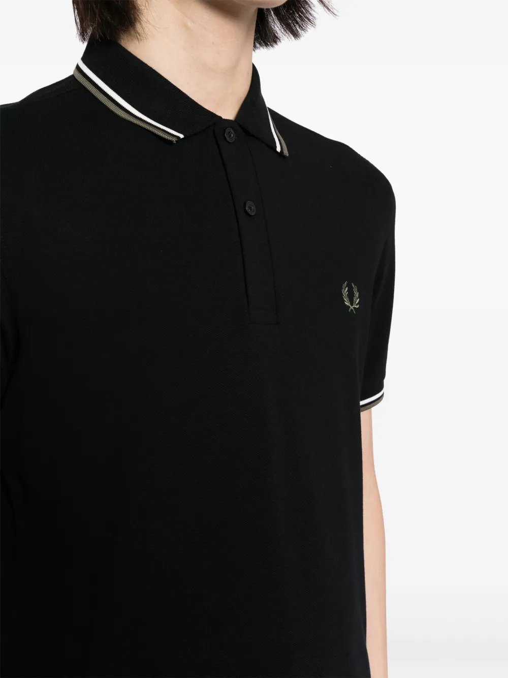 Fred Perry Poloshirt met gestreepte afwerking Zwart