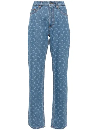 Marine Serre Moon Laser Loose Jeans | Blue | FARFETCH