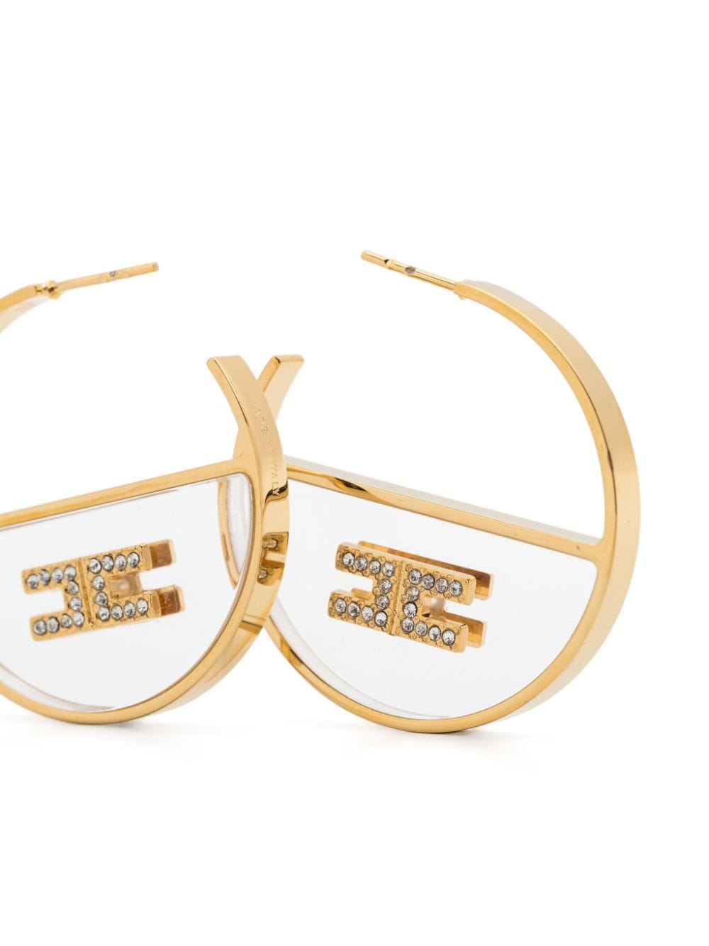 Shop Elisabetta Franchi Logo-plaque Earrings In Gold