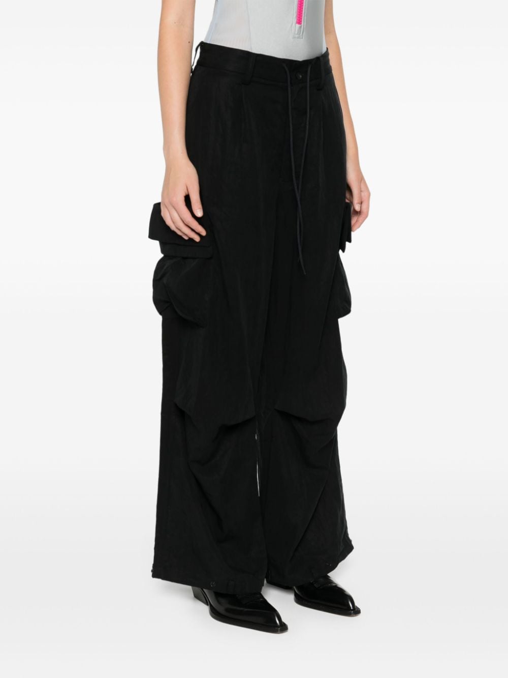 Shop Y-3 Drawstring Cargo Trousers In Black