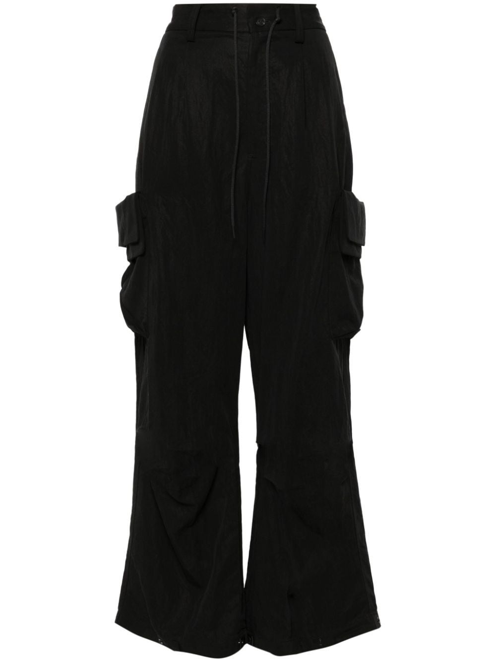 Shop Y-3 Drawstring Cargo Trousers In Black