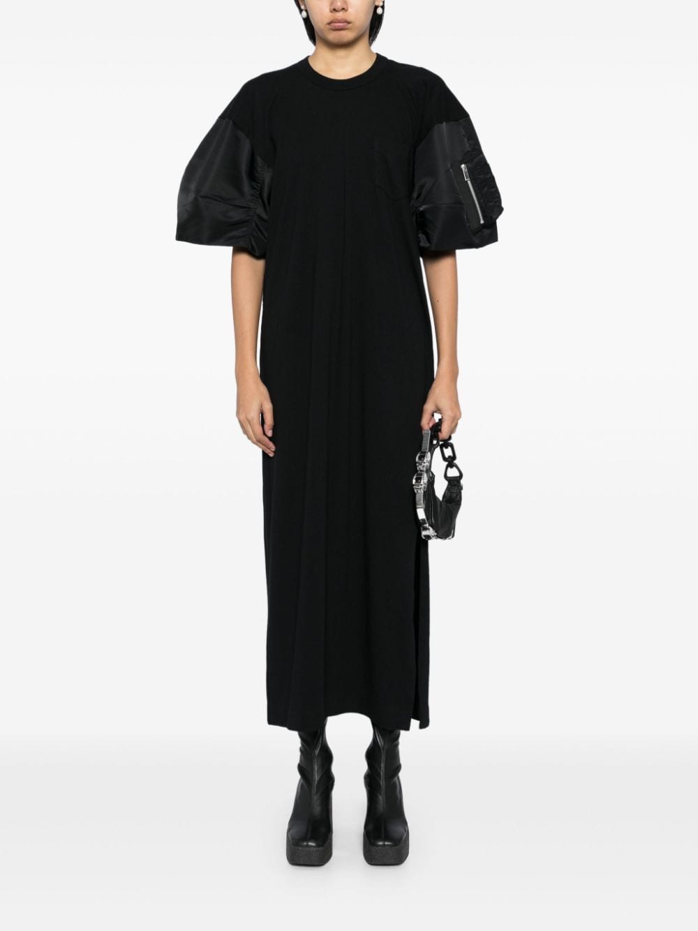 Shop Sacai Panelled Dress In Black