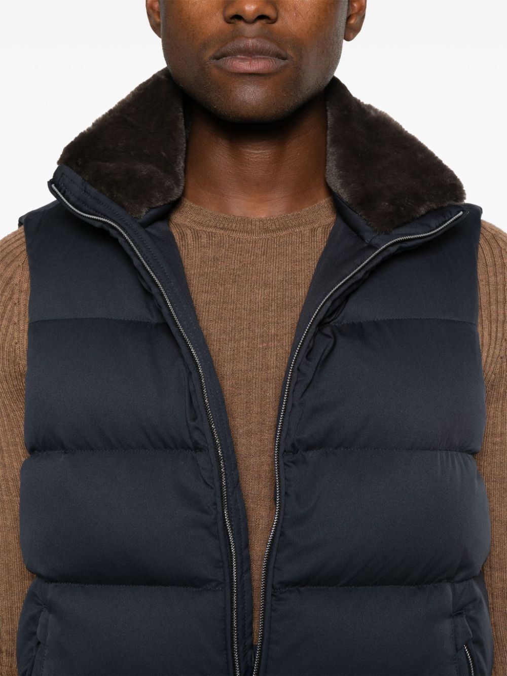 Shop Herno Quilted Padded Gilet In Blue