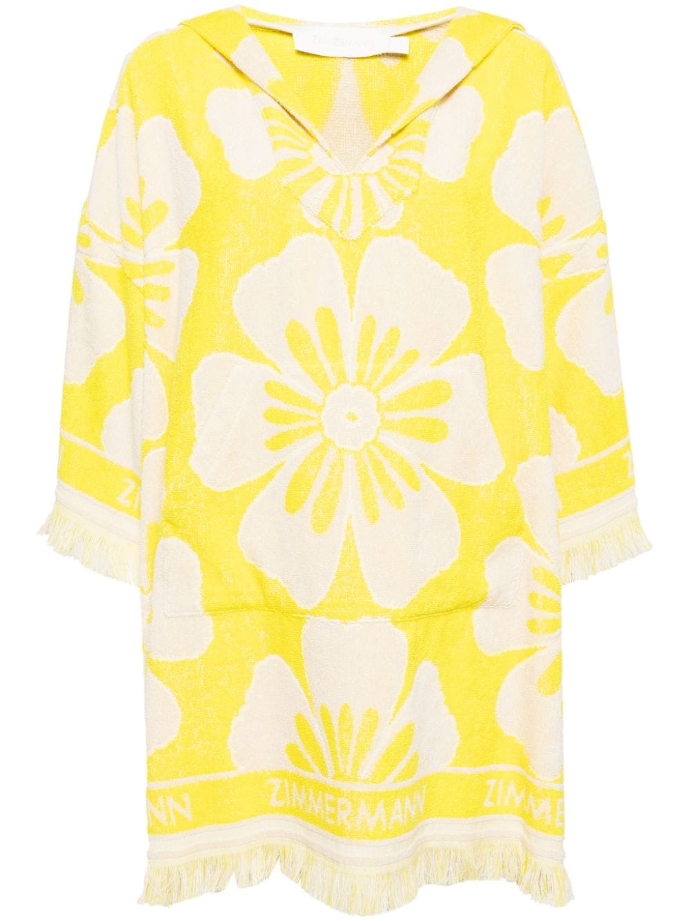 Shop Zimmermann Golden Hodded Towel Mini Dress In Yellow