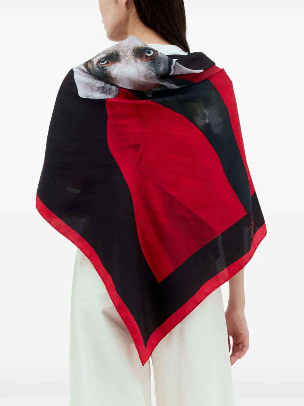 Max Mara Zijden sjaal met hondenprint Zwart
