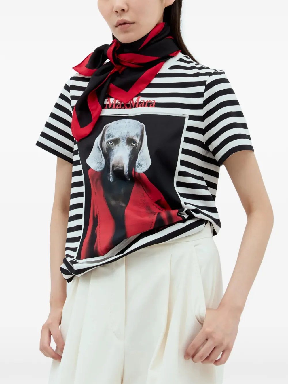 Max Mara Zijden sjaal met hondenprint Zwart