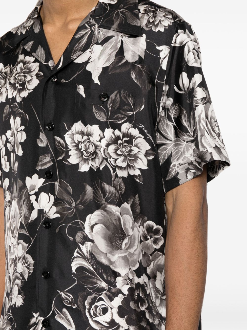 Dolce & Gabbana Zijden overhemd met bloemenprint Zwart