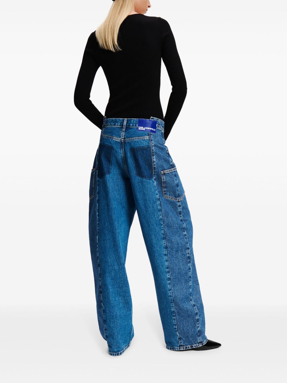 Shop Karl Lagerfeld Jeans Deconstructed Mid-rise Jeans In Blue