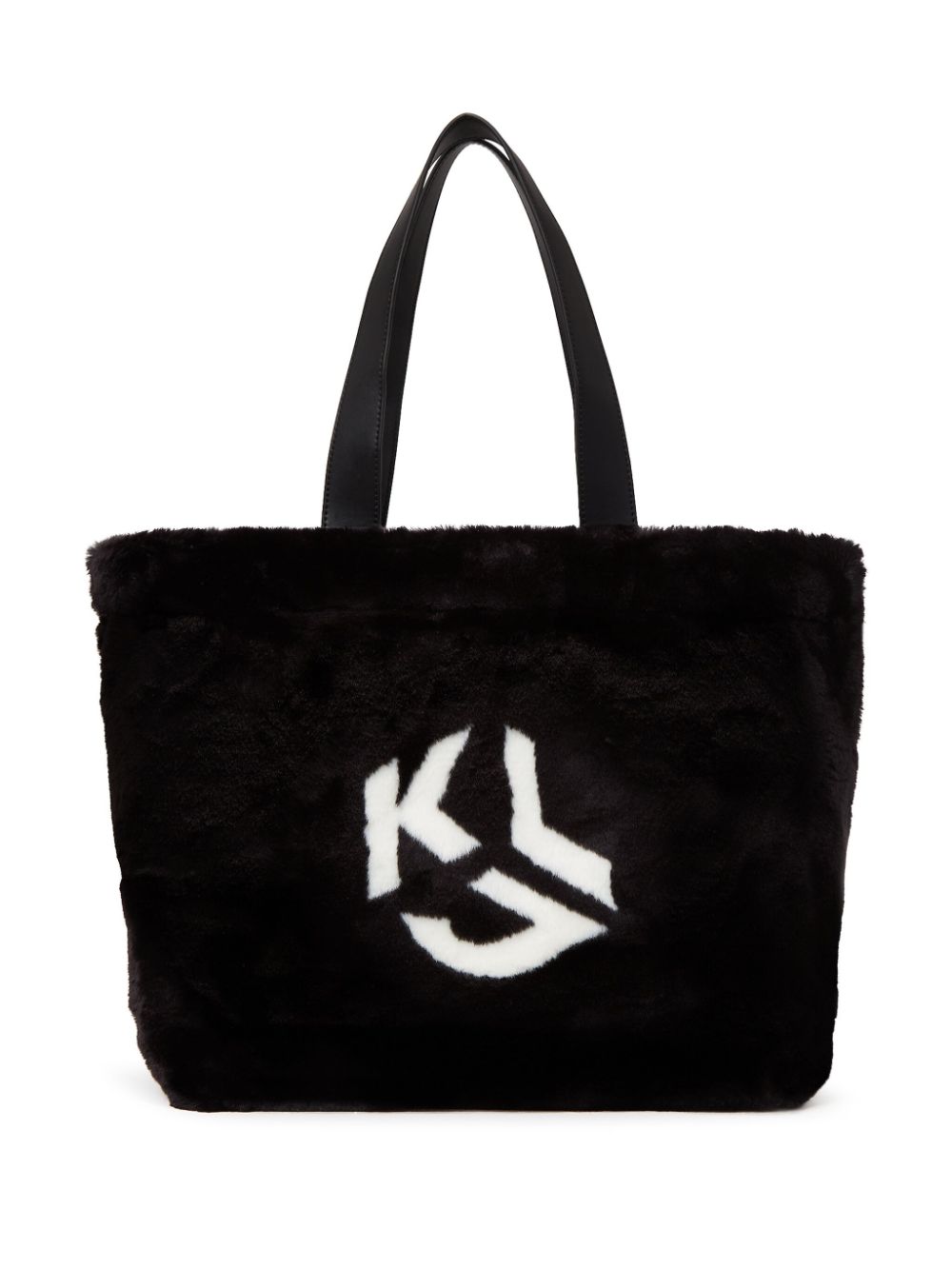 Karl Lagerfeld Jeans faux-fur logo-print tote bag - Black