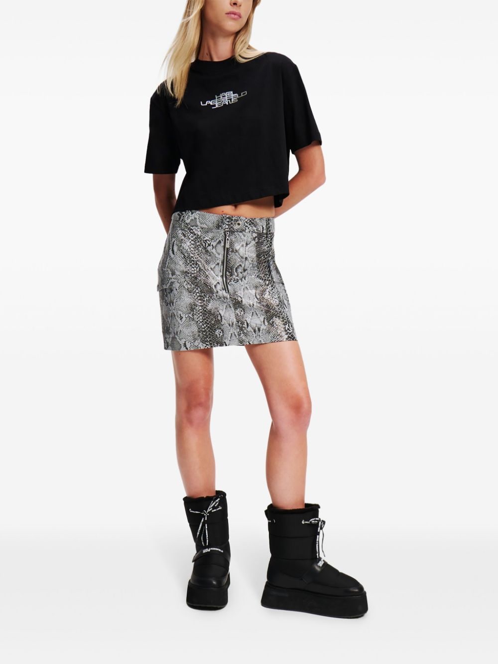 Karl Lagerfeld Jeans Mini-rok van imitatieleer met slangenprint - Grijs