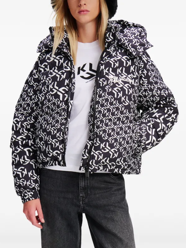 Karl Lagerfeld Jeans Monogram Puffer Jacket Black FARFETCH TR