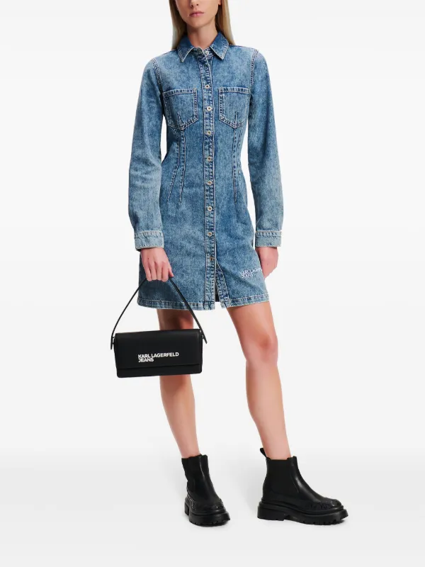 Karl Lagerfeld Jeans logo-embroidered Denim Dress | Blue