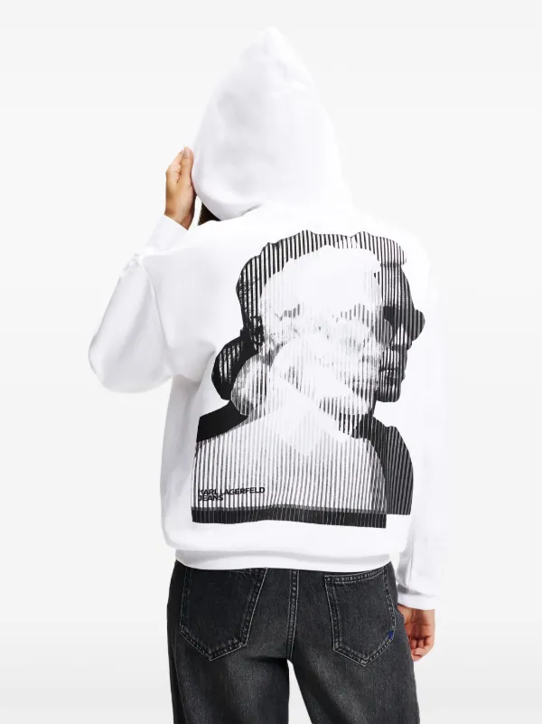 Karl Lagerfeld Jeans face-print Hoodie White FARFETCH JO