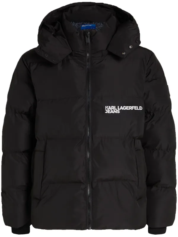 NWT MEN'S KARL LAGERFELD PUFFER JACKET store BLACK MEDIUM