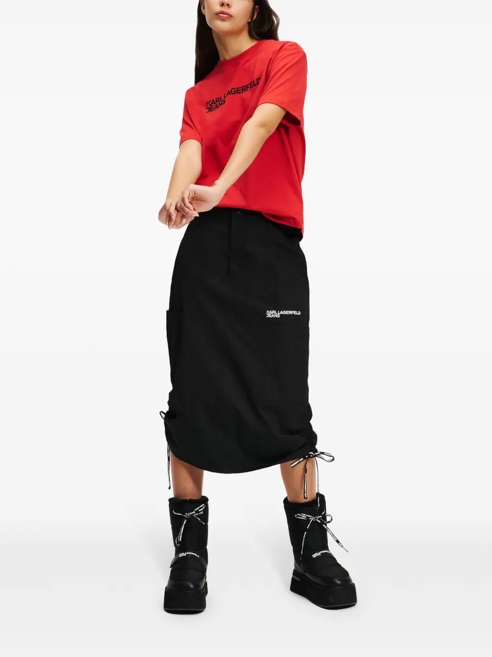 Karl Lagerfeld Jeans cargo midi skirt - Zwart