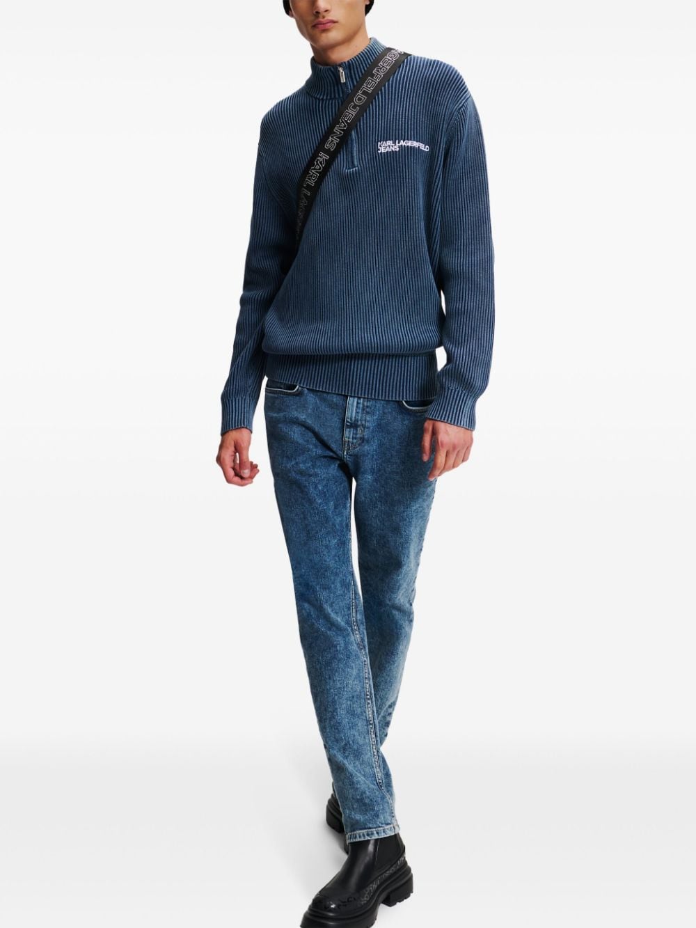 Shop Karl Lagerfeld Jeans Mid-rise Slim-fit Jeans In Blue