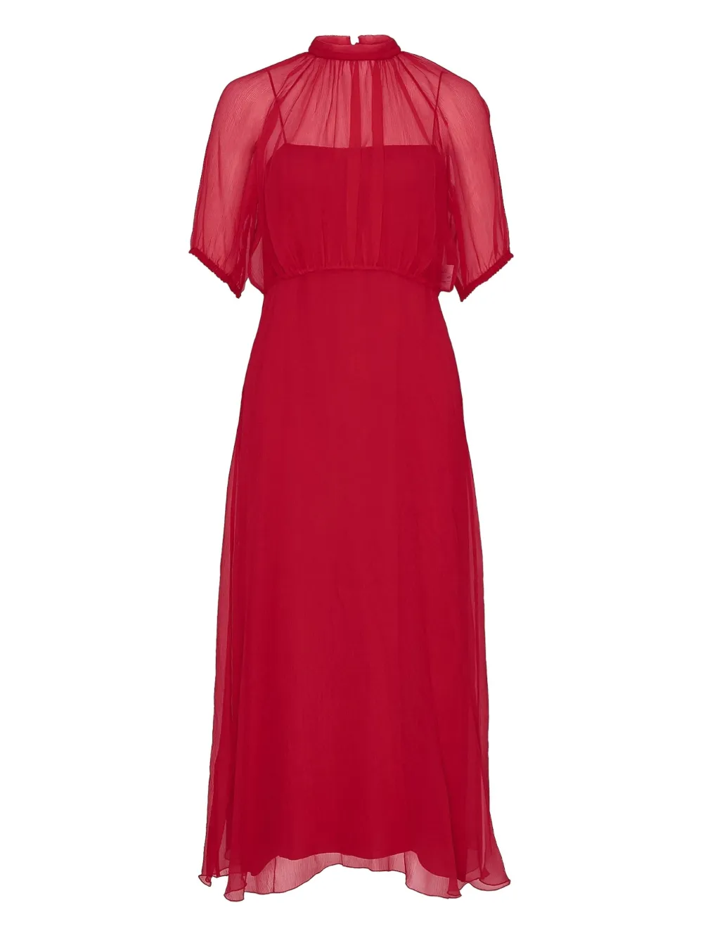 Nº21 high-neck puff-sleeve midi dress - レッド Nº21 high-neck puff-sleeve midi dress - レッド