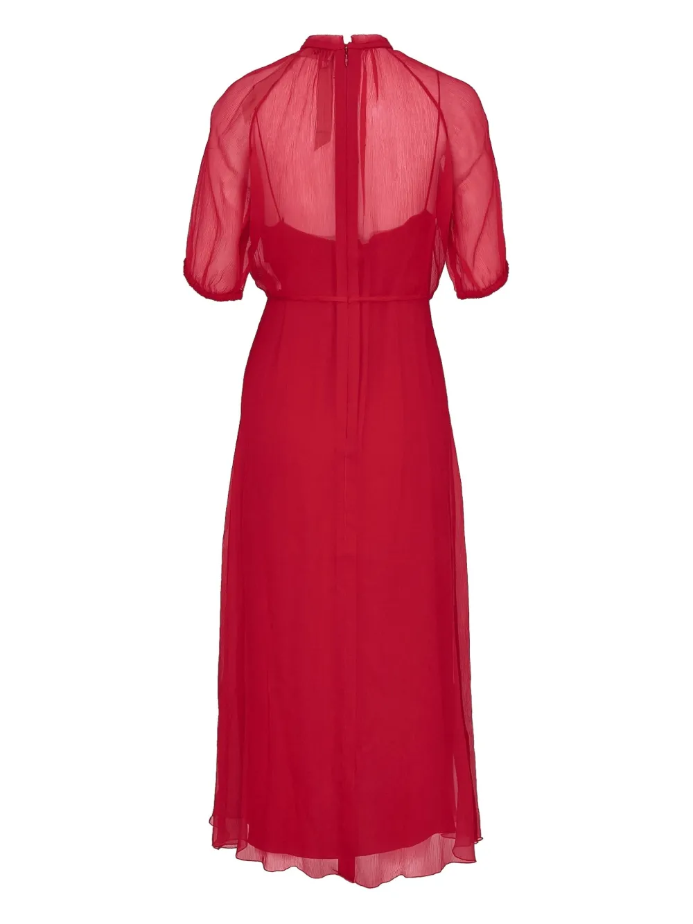 Nº21 Midi-jurk met pofmouwen - Rood