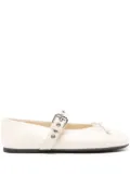 Miu Miu leather ballerina shoes - White