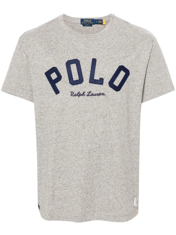 Camiseta Ralph Lauren Logo Crew Neck - Gris Para Hombre