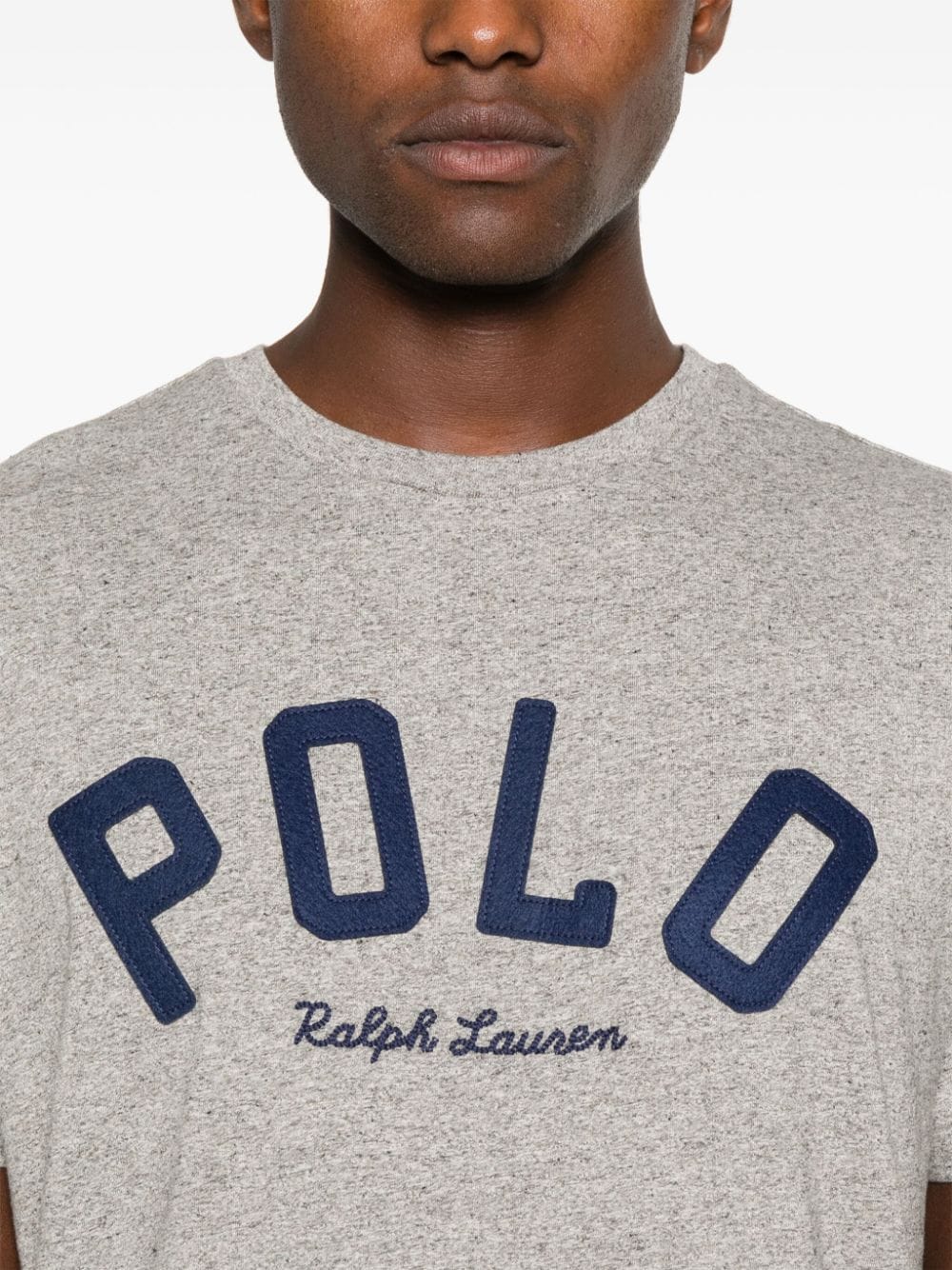 Shop Polo Ralph Lauren Logo-appliqué T-shirt In Grey Htr