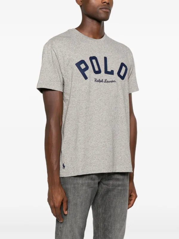 Camiseta Ralph Lauren Logo Crew Neck - Gris Para Hombre