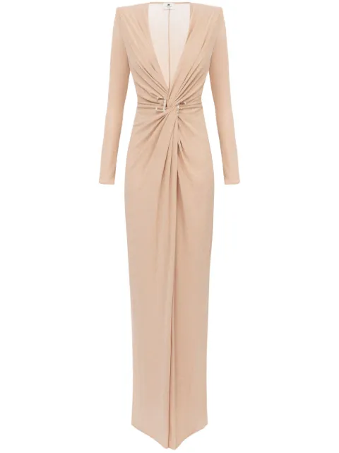 Elisabetta Franchi logo-plaque knotted gown