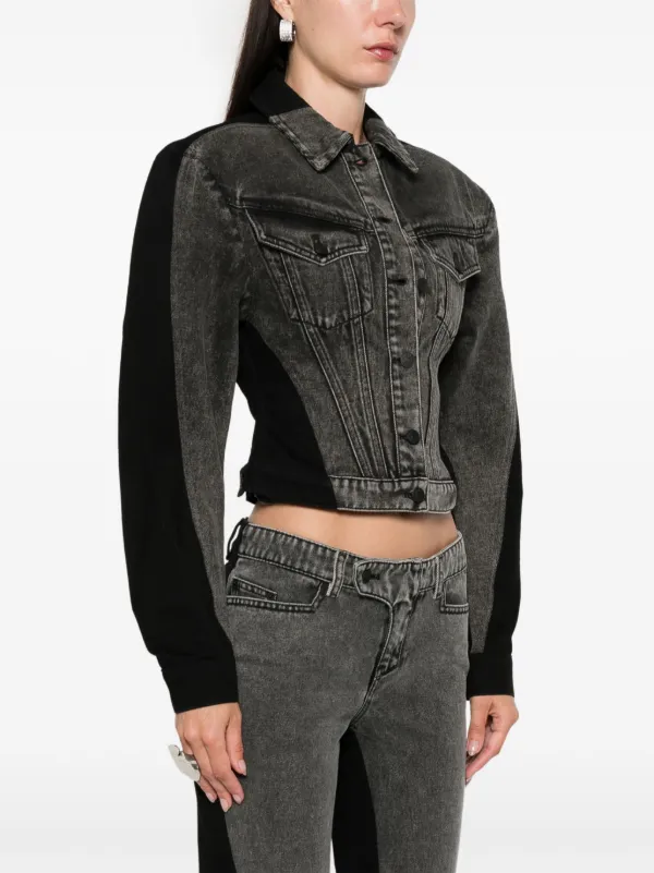 Mugler bi-tone Denim Jacket | Black | FARFETCH